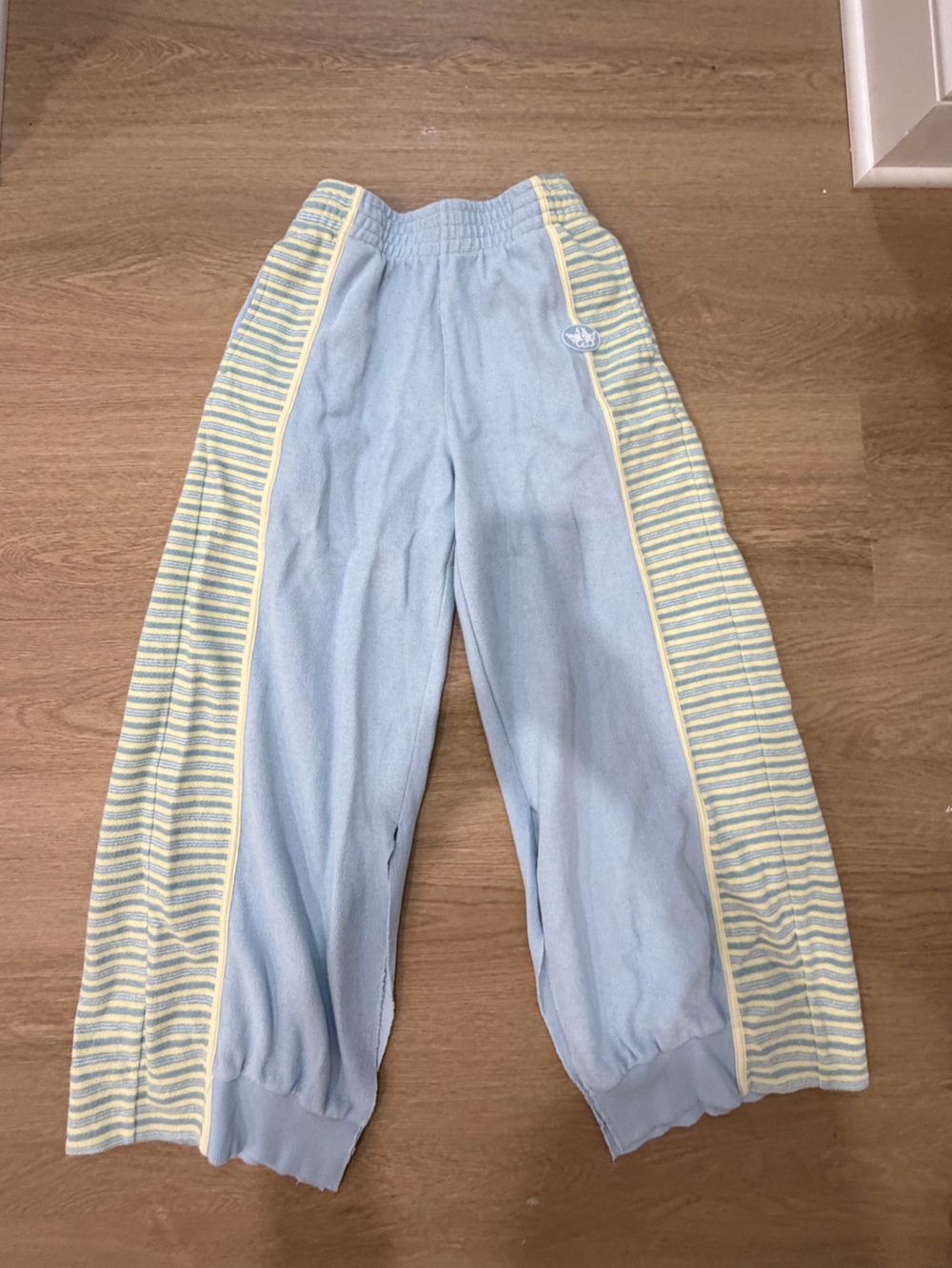 Boys Lie Light Blue Joggers with Yellow Stripe